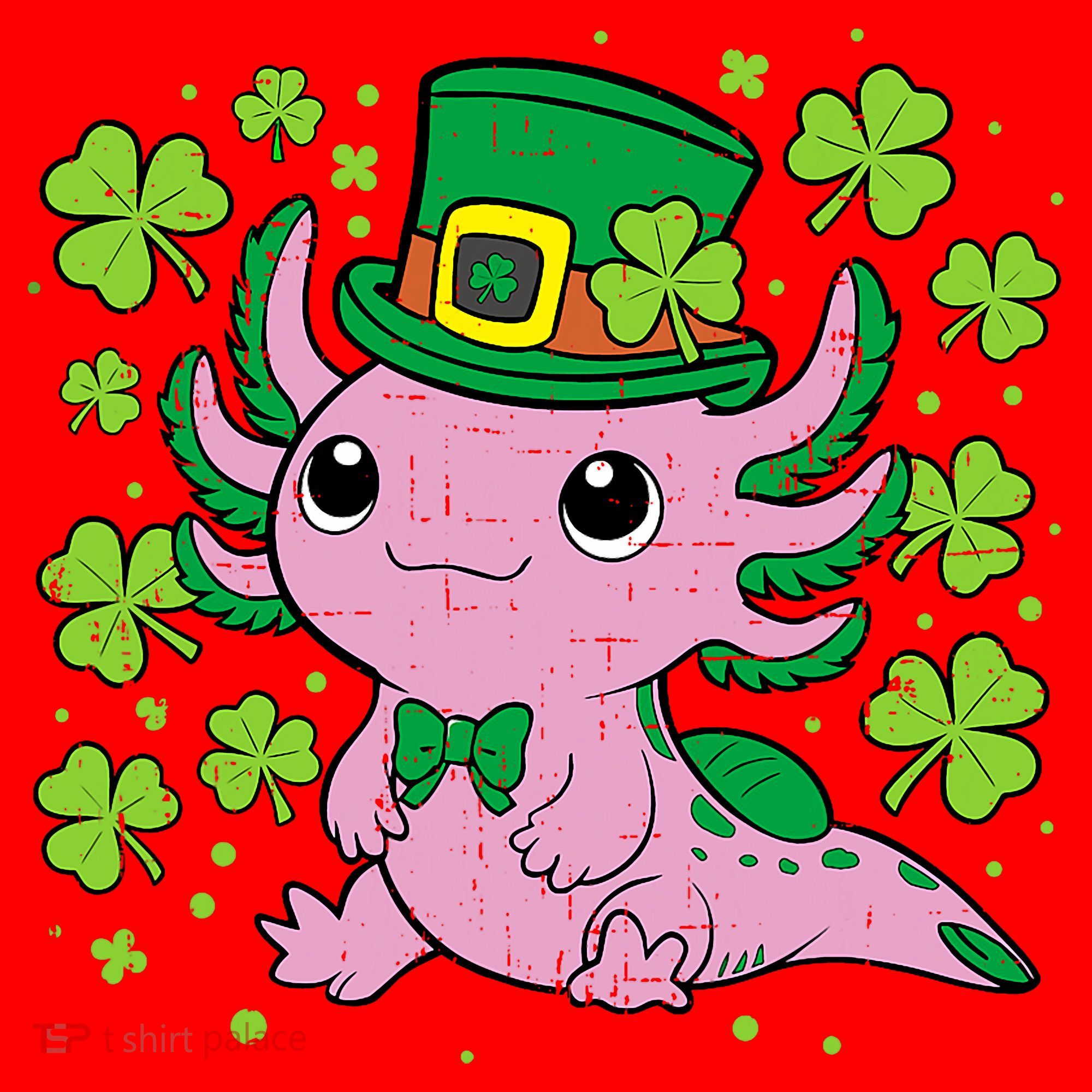 Cute Axolotl Kawaii Leprechaun St Patricks Day Saint Pattys  Santa Hat