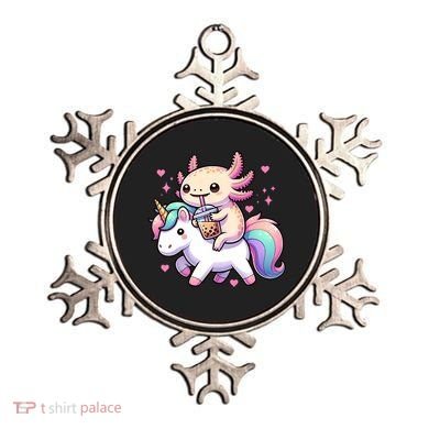 Cute Anime Kawaii Axolotl Riding A Unicorn And Drinking Boba  Ornament