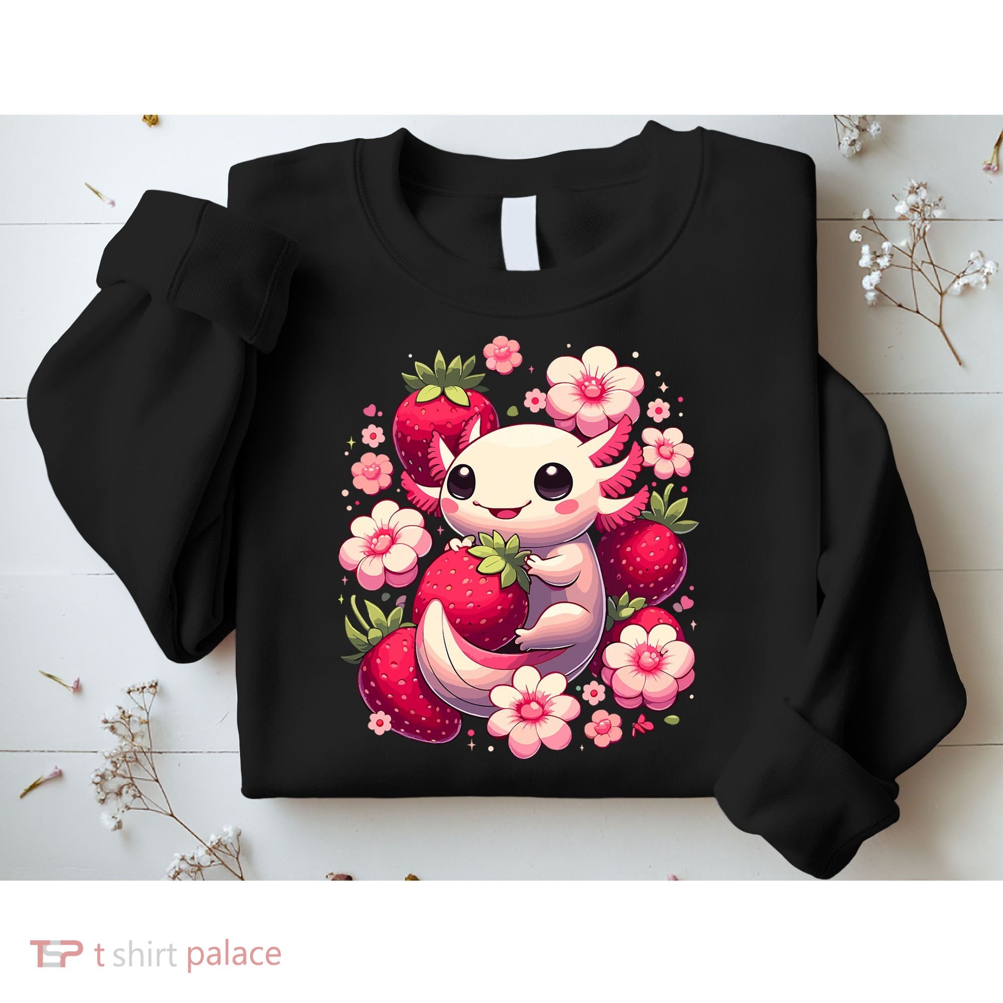 Cute Axolotl Kawaii Anime Axolotl Strawberry Sweatshirt