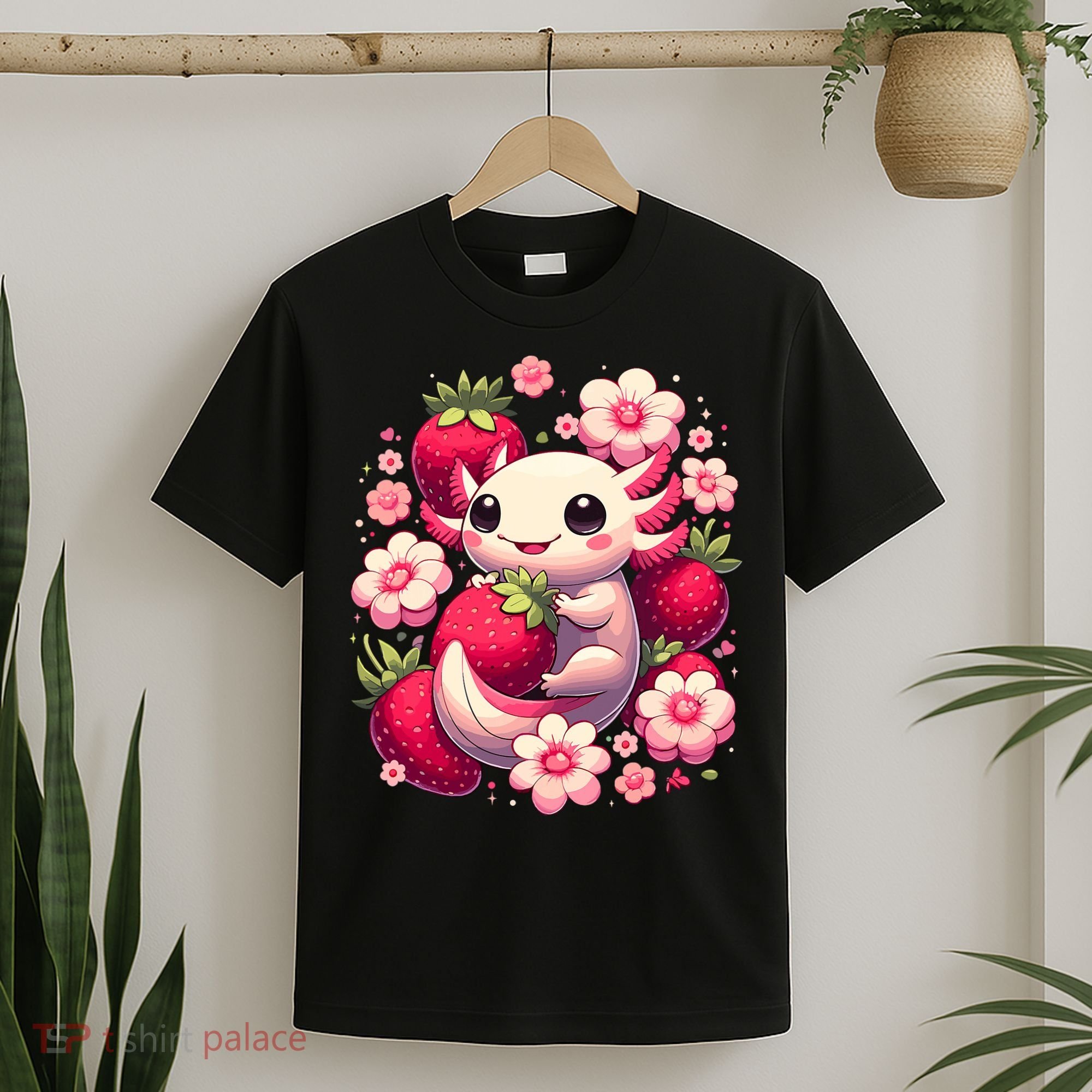 Cute Axolotl Kawaii Anime Axolotl Strawberry T-Shirt