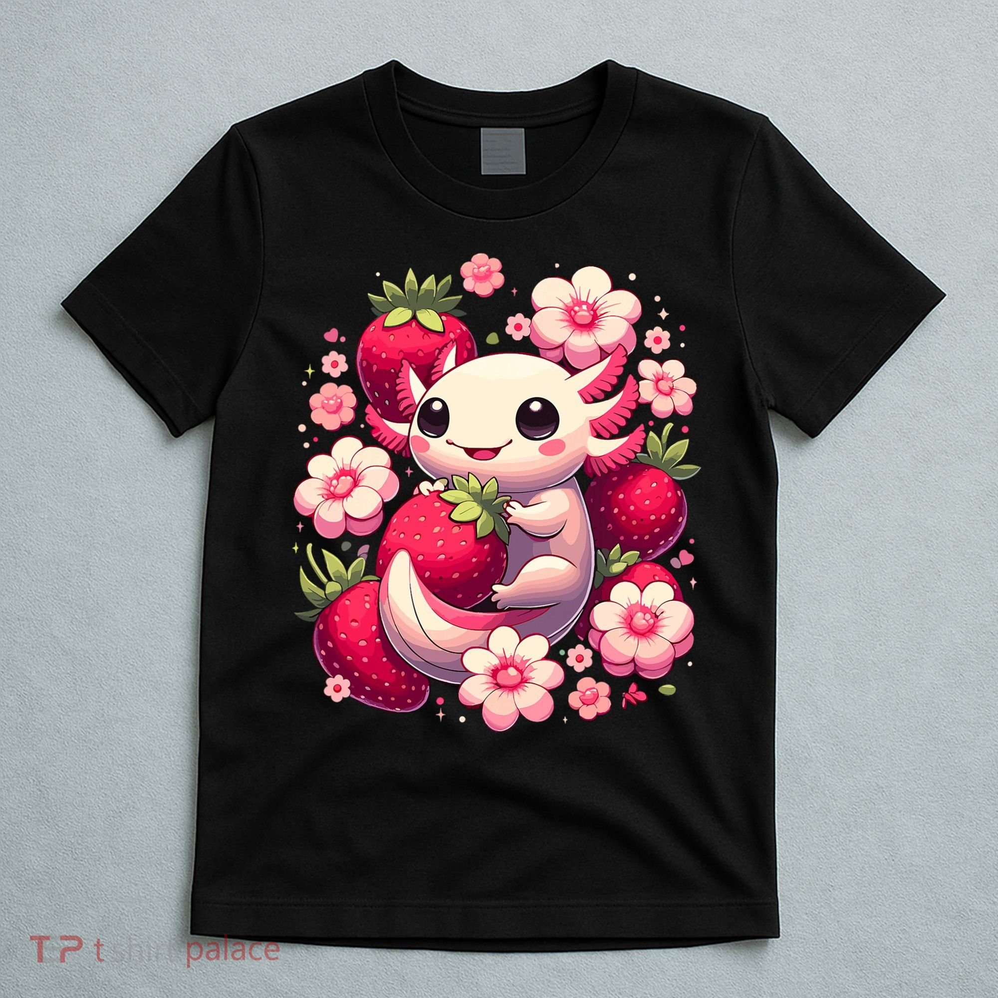 Cute Axolotl Kawaii Anime Axolotl Strawberry T-Shirt