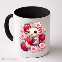 Cute Axolotl Kawaii Anime Axolotl Strawberry Coffee Mug thumb 0