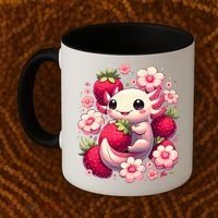 Cute Axolotl Kawaii Anime Axolotl Strawberry Coffee Mug thumb 2