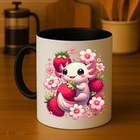 Cute Axolotl Kawaii Anime Axolotl Strawberry Coffee Mug thumb 4