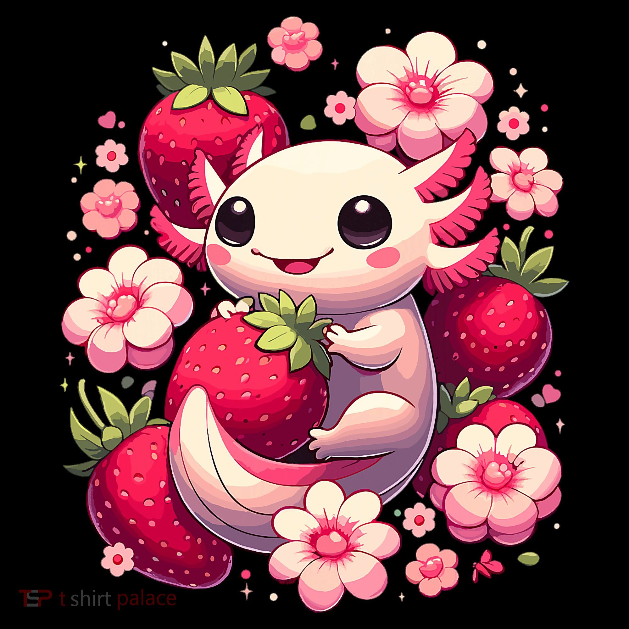 Cute Axolotl Kawaii Anime Axolotl Strawberry Coffee Mug
