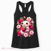 Cute Axolotl Kawaii Anime Axolotl Strawberry Women's Tank Top thumb 0