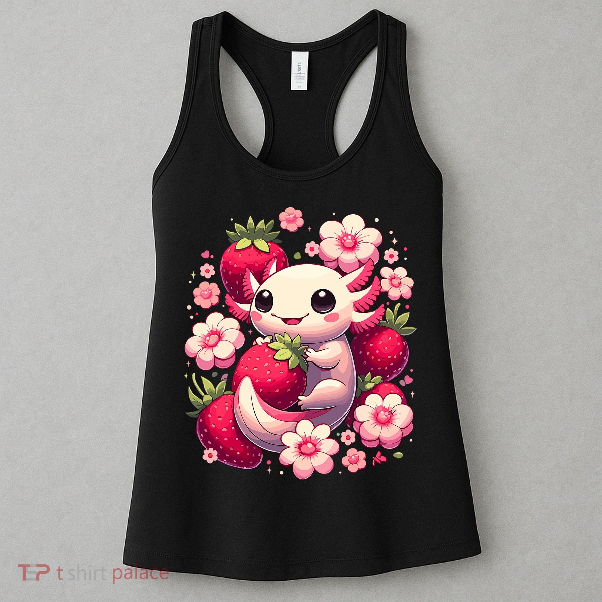 Cute Axolotl Kawaii Anime Axolotl Strawberry Women's Tank Top