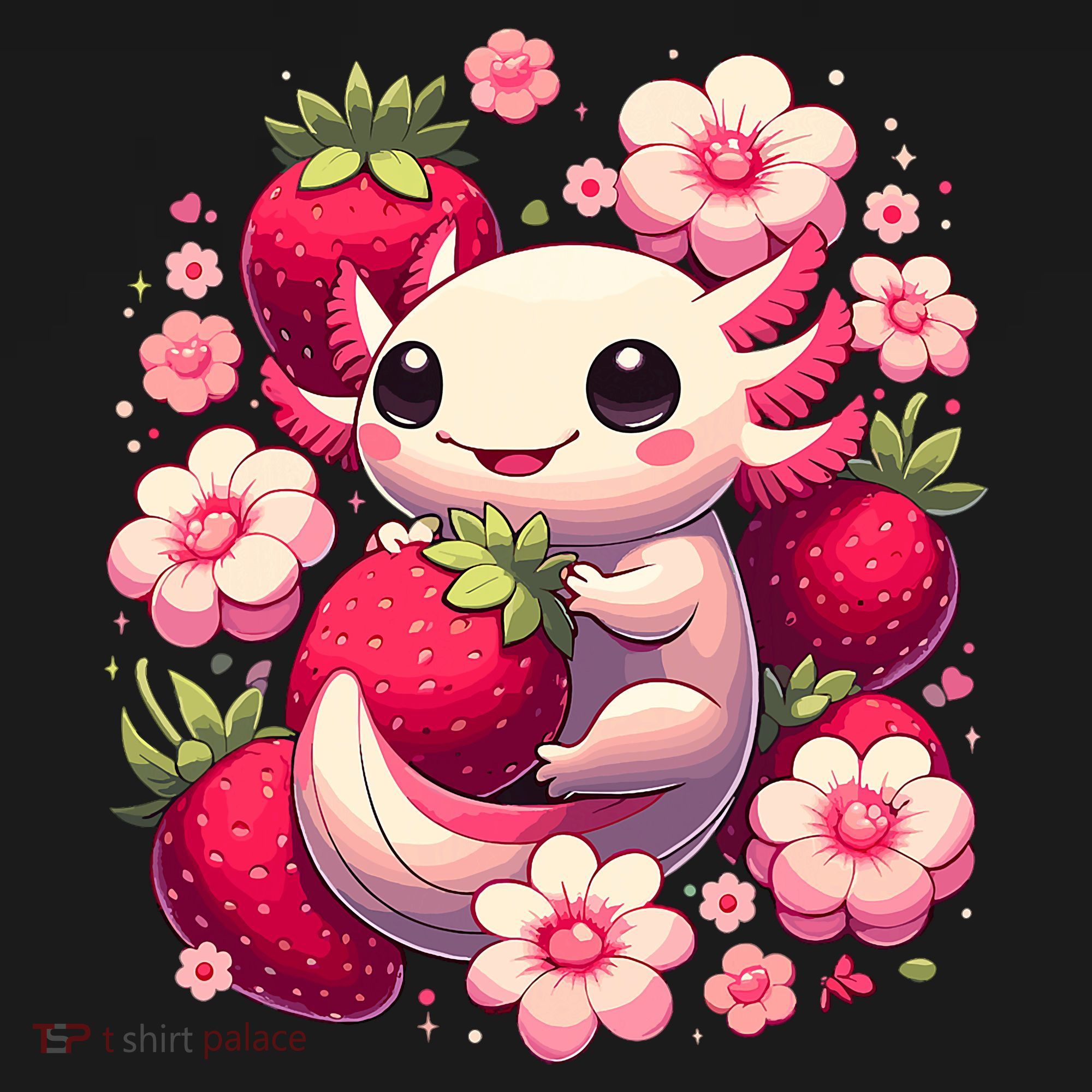 Cute Axolotl Kawaii Anime Axolotl Strawberry Women's Tank Top