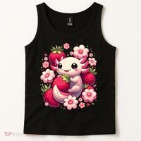 Cute Axolotl Kawaii Anime Axolotl Strawberry Tank Top thumb 2