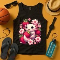 Cute Axolotl Kawaii Anime Axolotl Strawberry Tank Top thumb 4