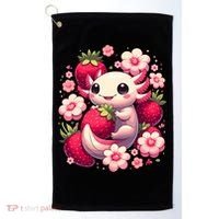 Cute Axolotl Kawaii Anime Axolotl Strawberry Golf Towel thumb 0