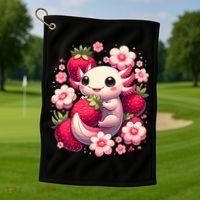 Cute Axolotl Kawaii Anime Axolotl Strawberry Golf Towel thumb 1