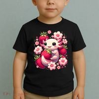 Cute Axolotl Kawaii Anime Axolotl Strawberry Toddler T-Shirt thumb 2