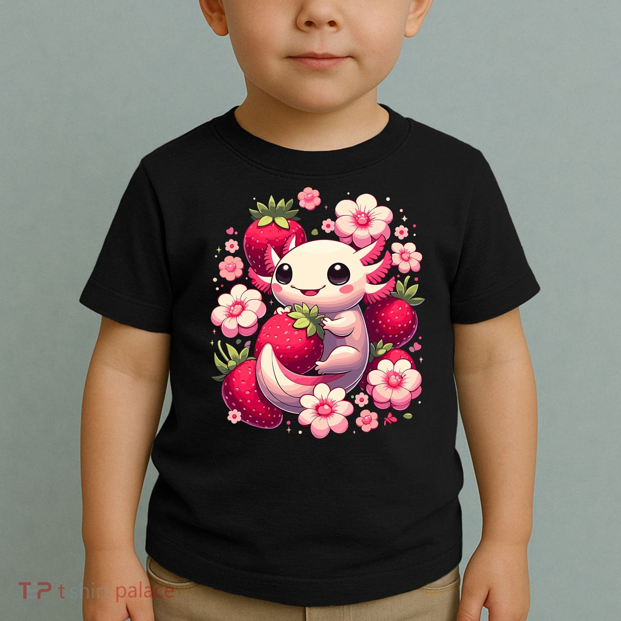 Cute Axolotl Kawaii Anime Axolotl Strawberry Toddler T-Shirt