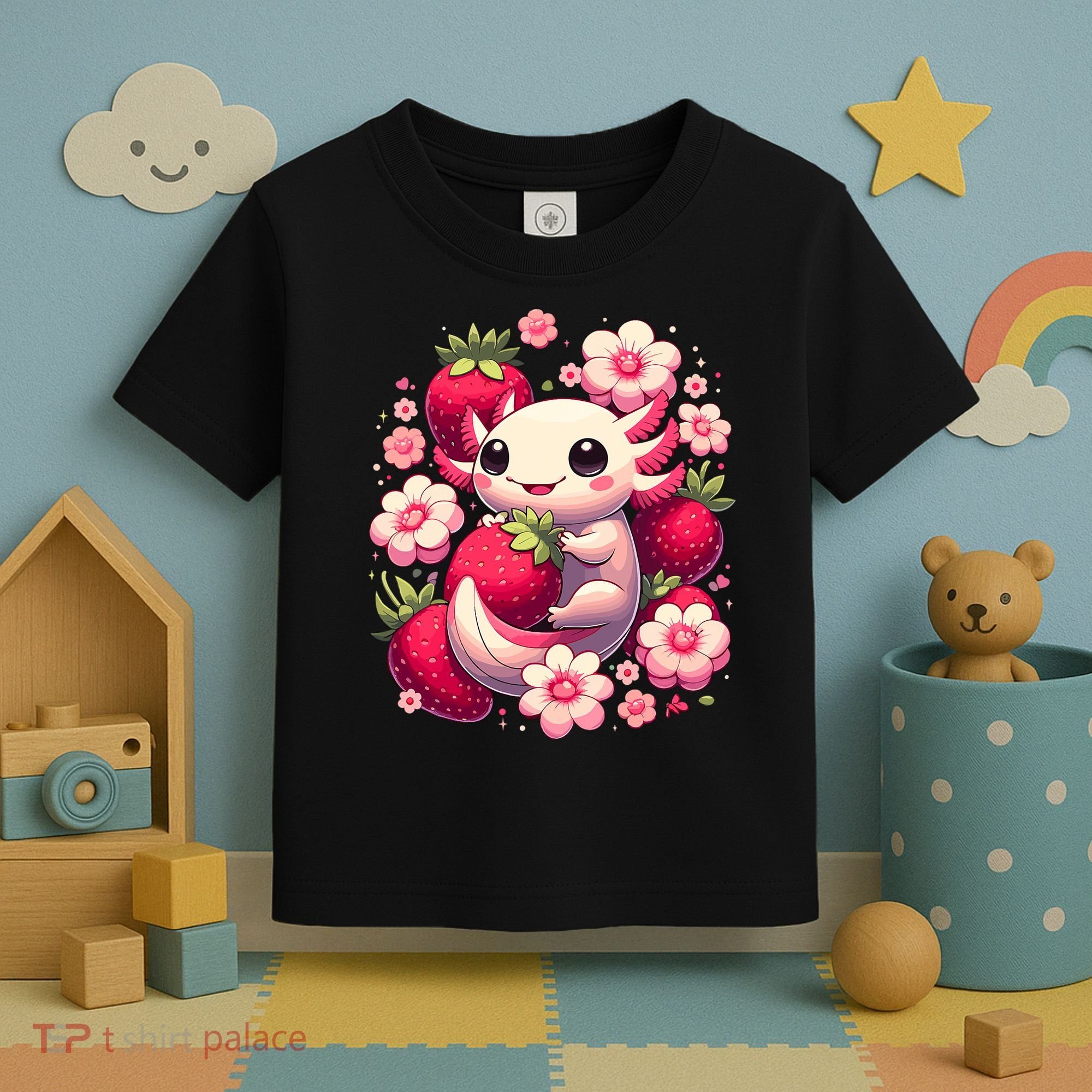 Cute Axolotl Kawaii Anime Axolotl Strawberry Toddler T-Shirt
