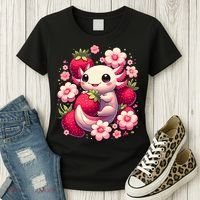 Cute Axolotl Kawaii Anime Axolotl Strawberry Women's T-Shirt thumb 3