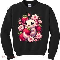 Cute Axolotl Kawaii Anime Axolotl Strawberry Kids Sweatshirt thumb 0