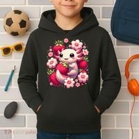 Cute Axolotl Kawaii Anime Axolotl Strawberry Kids Hoodie thumb 2
