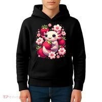 Cute Axolotl Kawaii Anime Axolotl Strawberry Kids Hoodie thumb 4