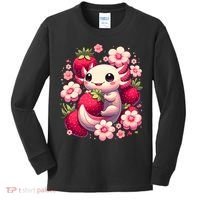 Cute Axolotl Kawaii Anime Axolotl Strawberry Kids Long Sleeve Shirt thumb 0