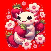 Cute Axolotl Kawaii Anime Axolotl Strawberry Santa Hat thumb 1