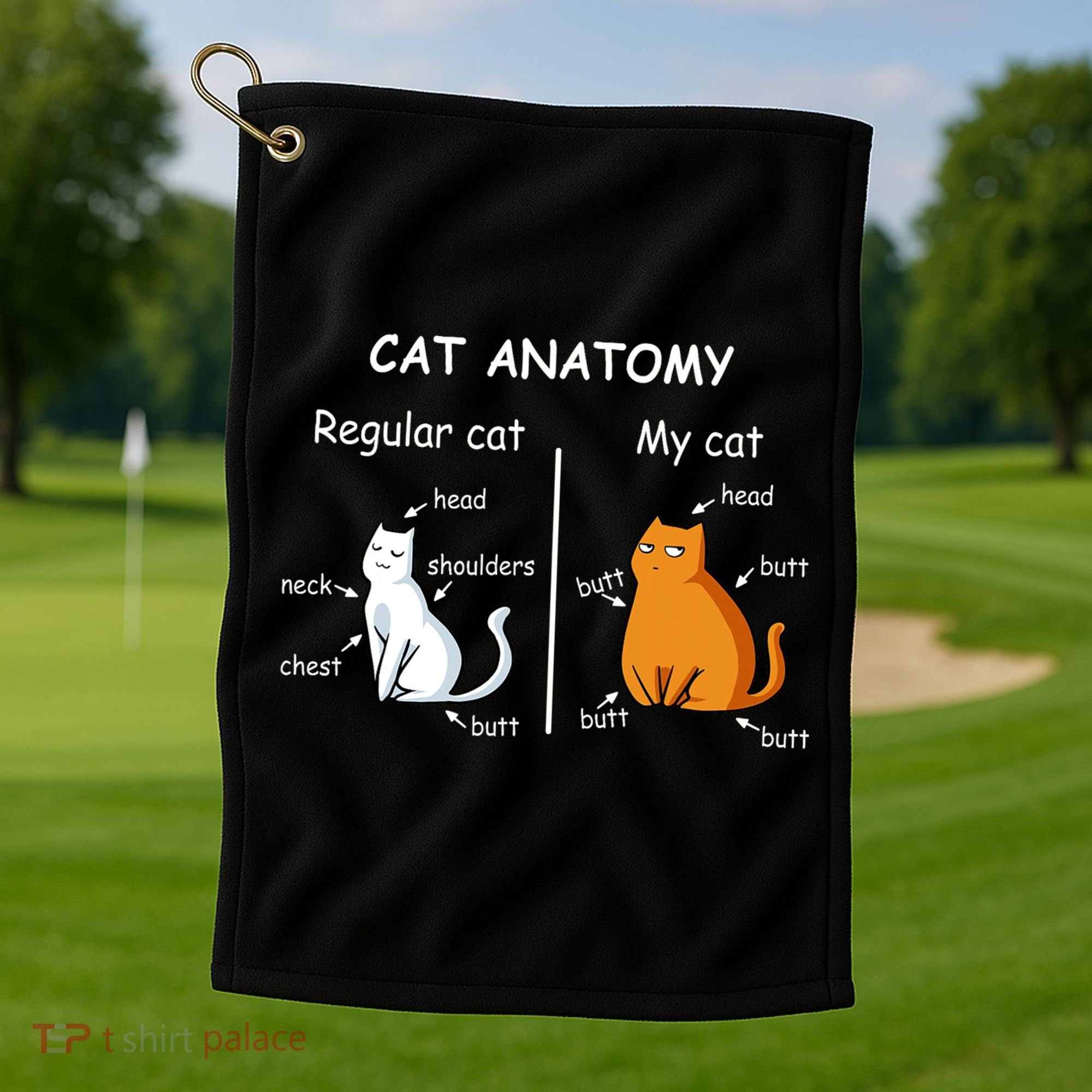 Cat Anatomy Kittlen Lover Funny Science Teacher Golf Towel