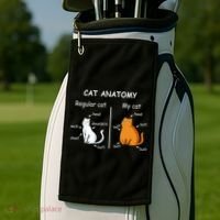Cat Anatomy Kittlen Lover Funny Science Teacher Golf Towel thumb 2