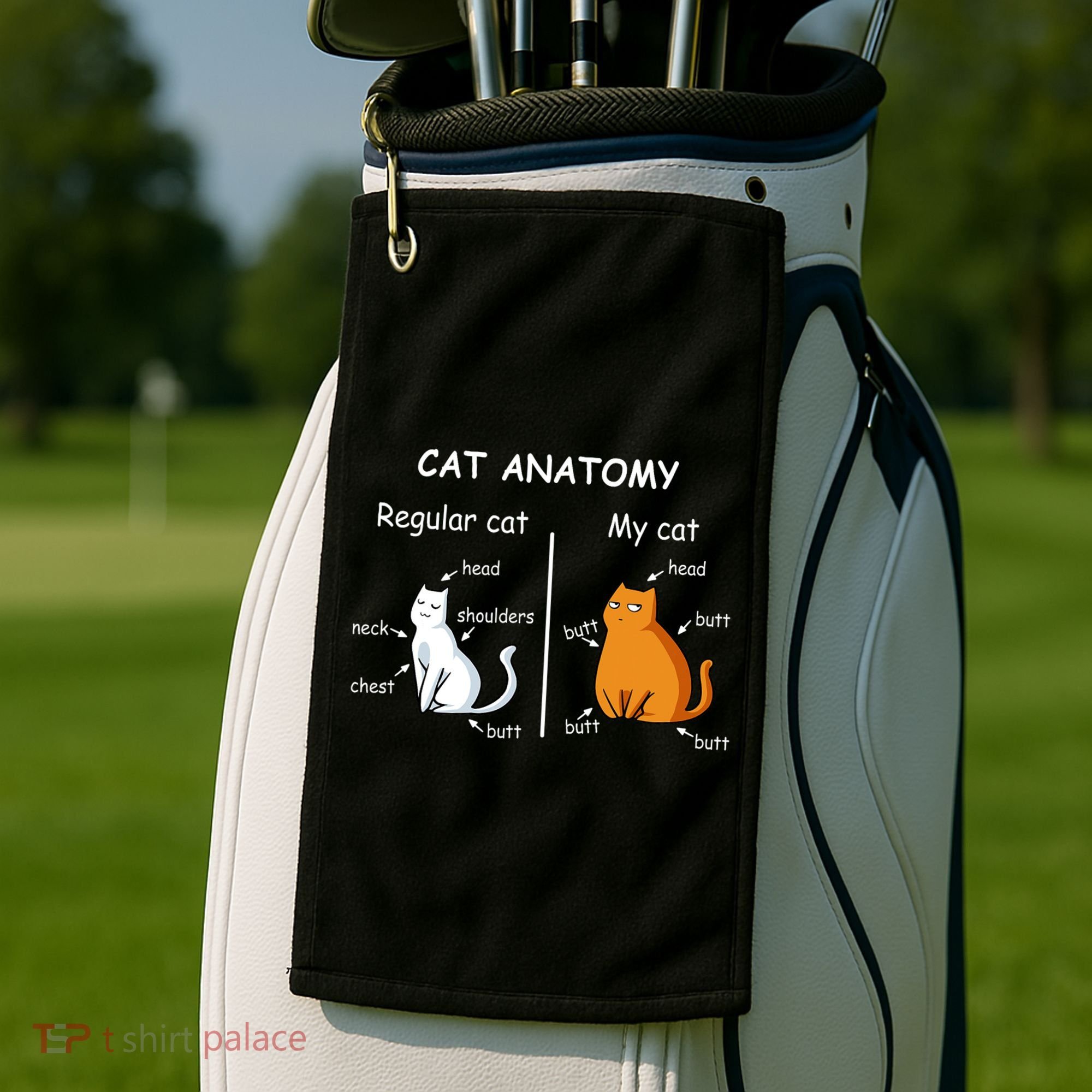 Cat Anatomy Kittlen Lover Funny Science Teacher Golf Towel
