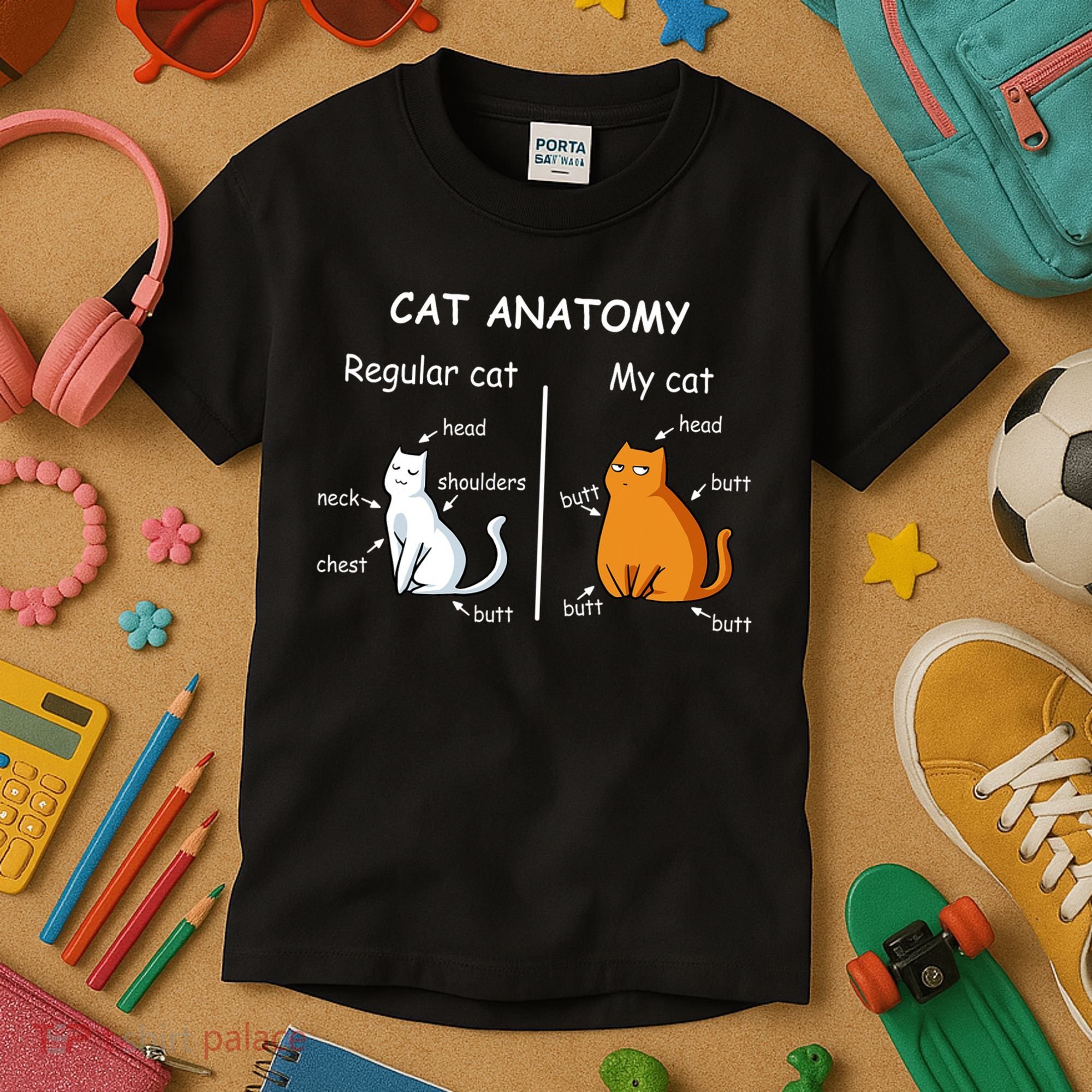 Cat Anatomy Kittlen Lover Funny Science Teacher Kids T-Shirt