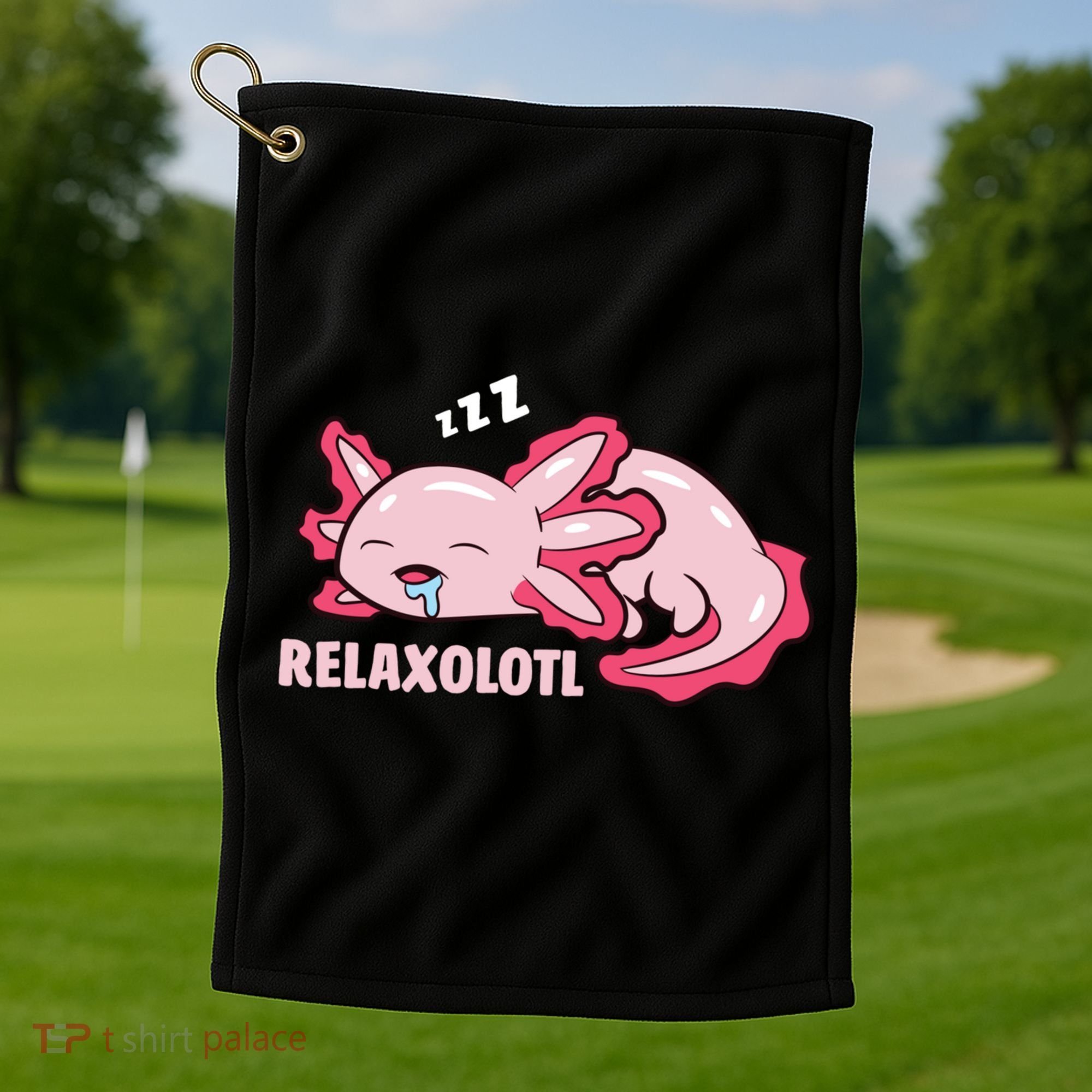 Cute Axolotl Lover Mexican Salamander Relaxolotl Pullover Hoodie Golf Towel