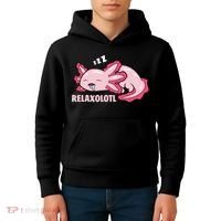 Cute Axolotl Lover Mexican Salamander Relaxolotl Pullover Hoodie Kids Hoodie thumb 4