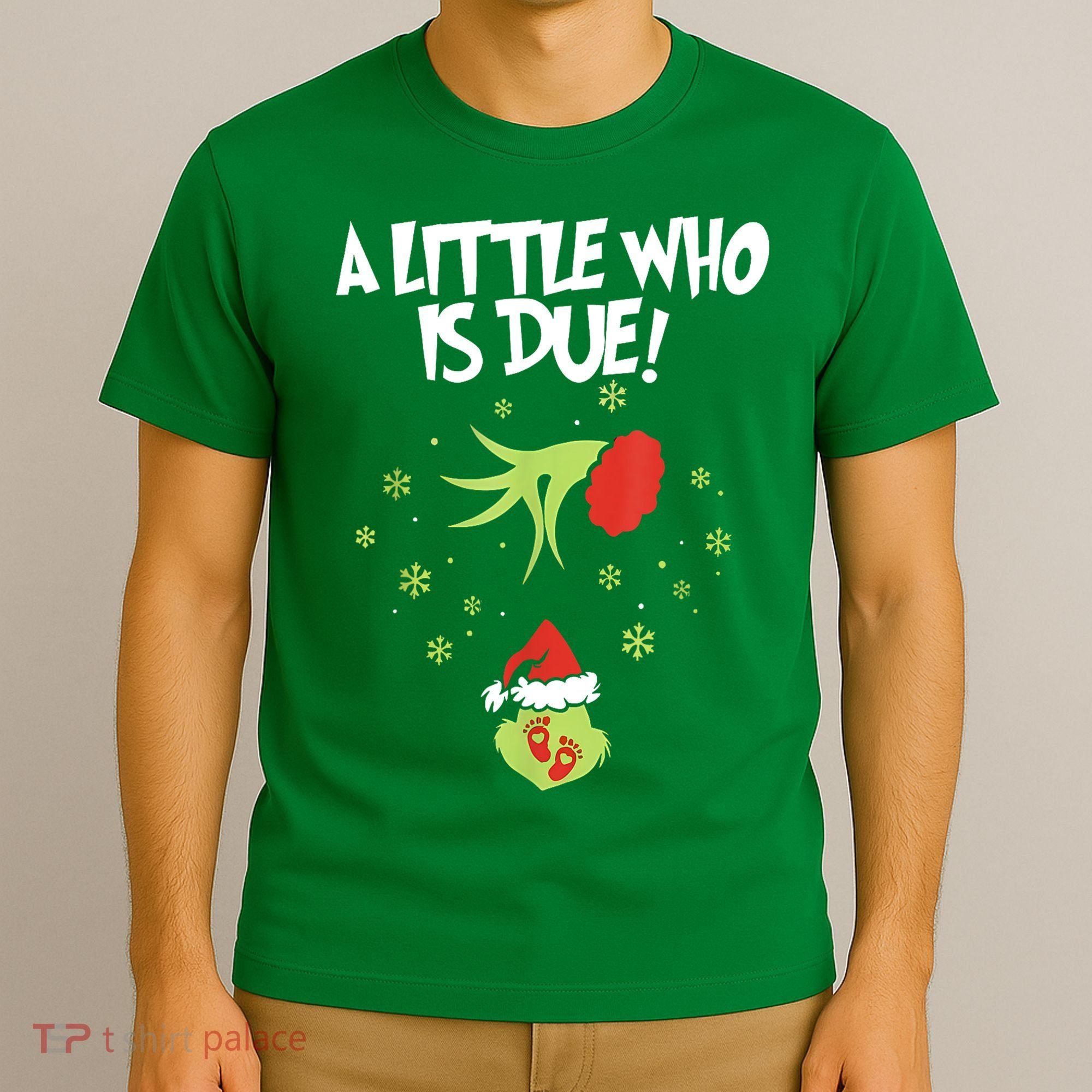 Christmas A Little Who Is Due Pregnancy Announcement Funny Xmas Gift T-Shirt