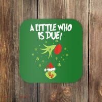 Christmas A Little Who Is Due Pregnancy Announcement Funny Xmas Gift Coaster thumb 0