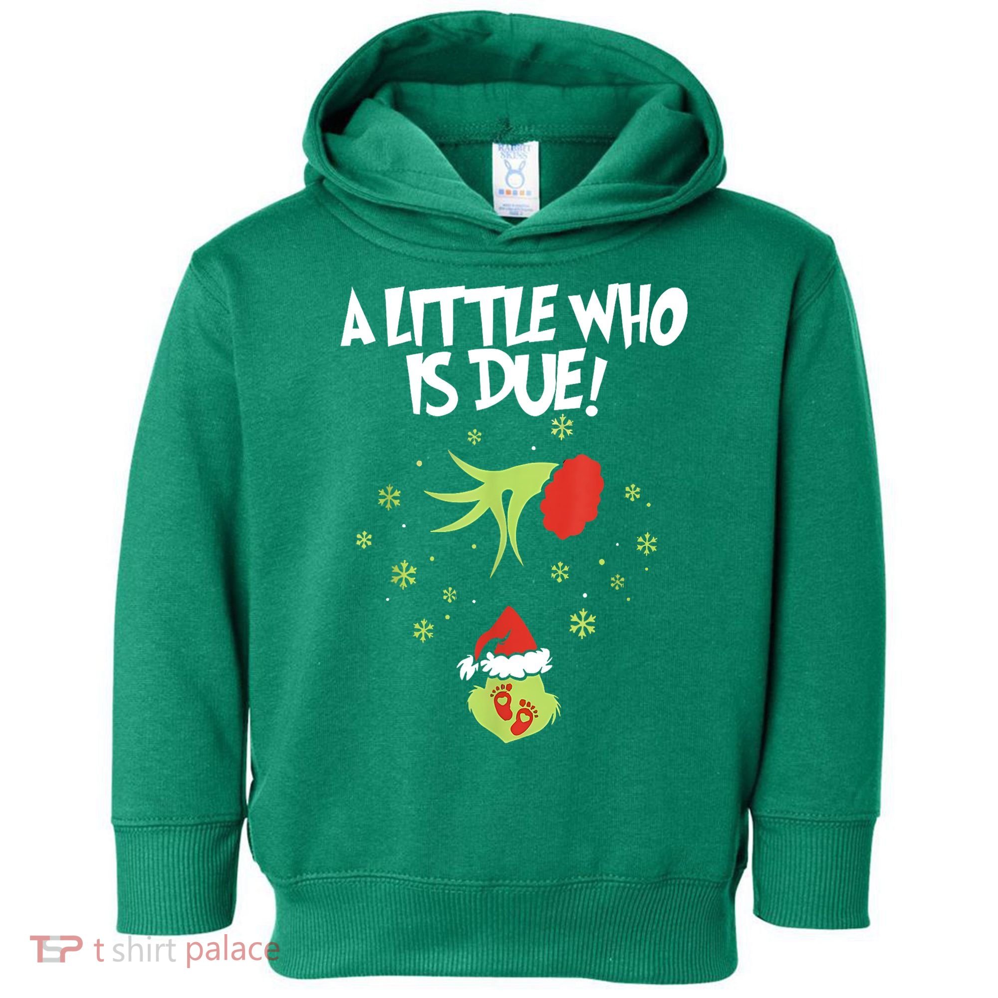 Christmas A Little Who Is Due Pregnancy Announcement Funny Xmas Gift Toddler Hoodie