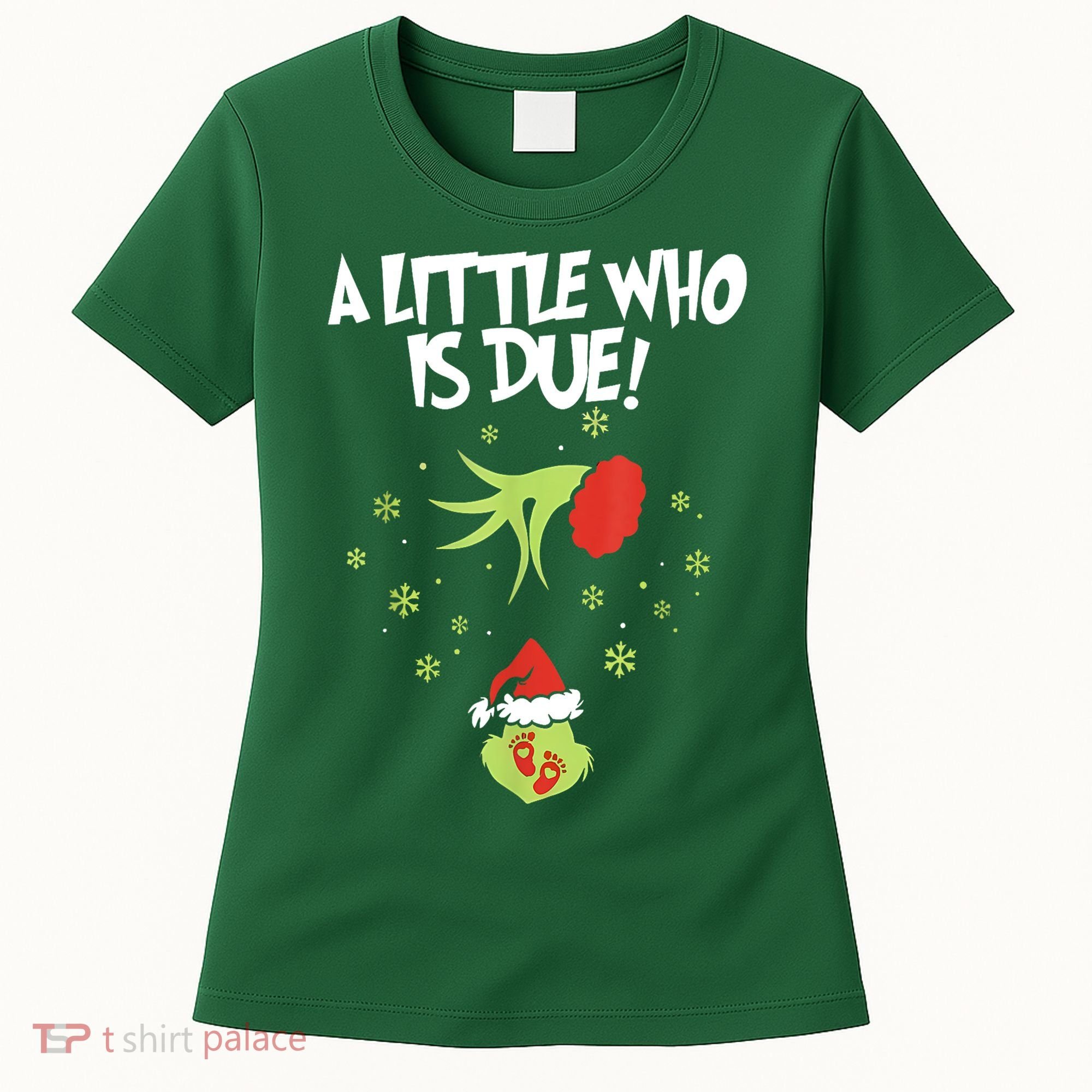 Christmas A Little Who Is Due Pregnancy Announcement Funny Xmas Gift Women's T-Shirt
