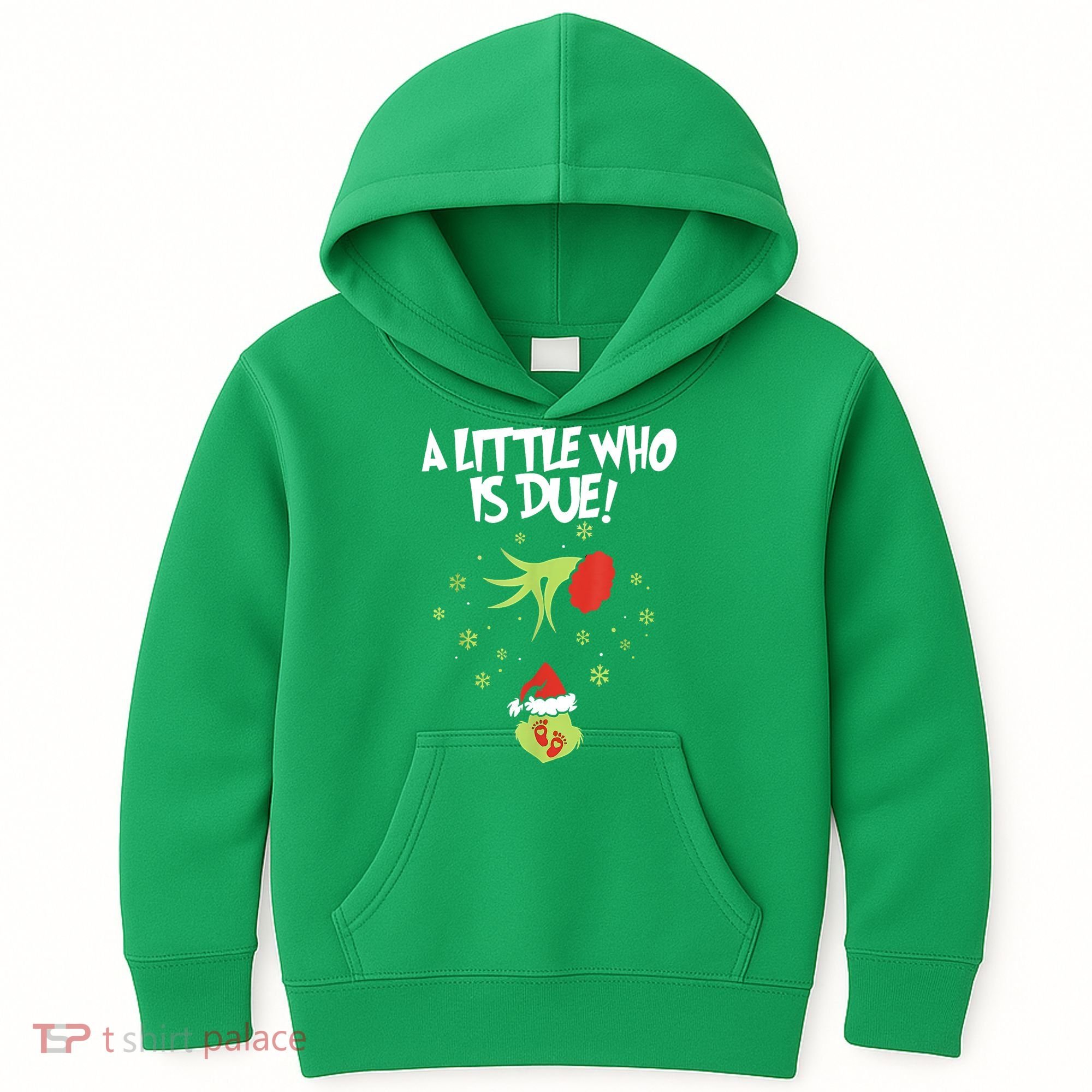 Christmas A Little Who Is Due Pregnancy Announcement Funny Xmas Gift Kids Hoodie