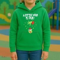 Christmas A Little Who Is Due Pregnancy Announcement Funny Xmas Gift Kids Hoodie thumb 3