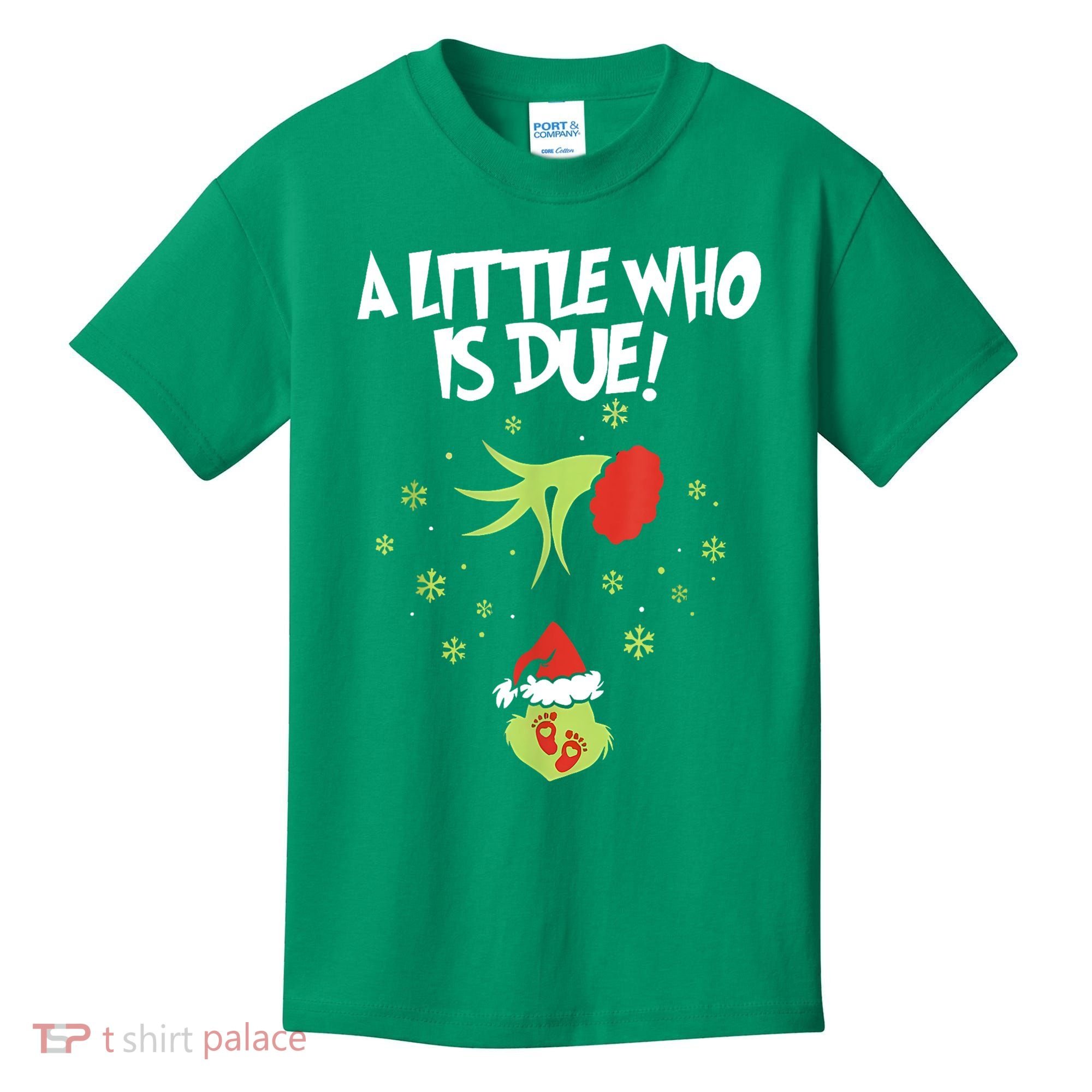 Christmas A Little Who Is Due Pregnancy Announcement Funny Xmas Gift Kids T-Shirt