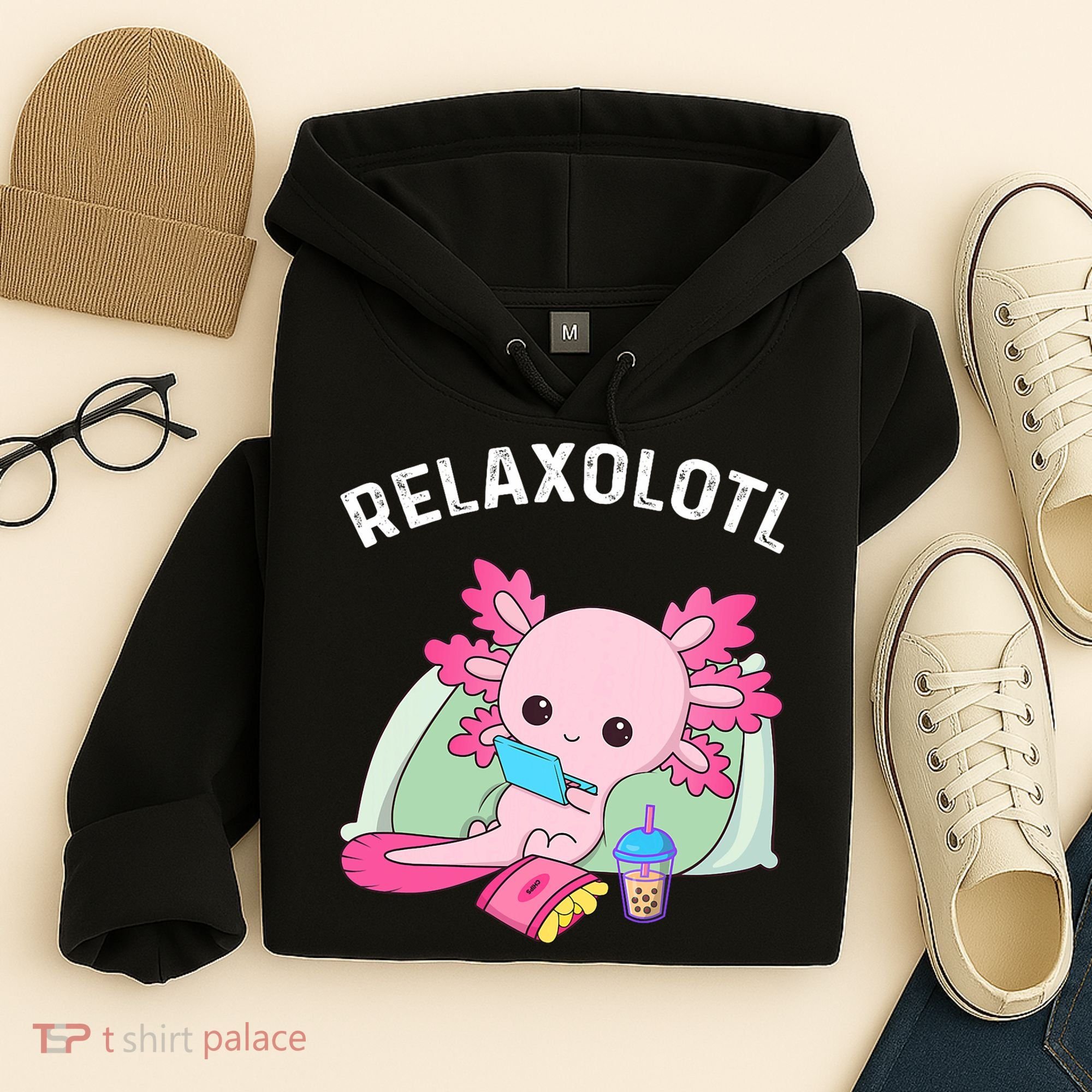 Cute Axolotl Lover Mexican Salamander Relaxolotl Hoodie