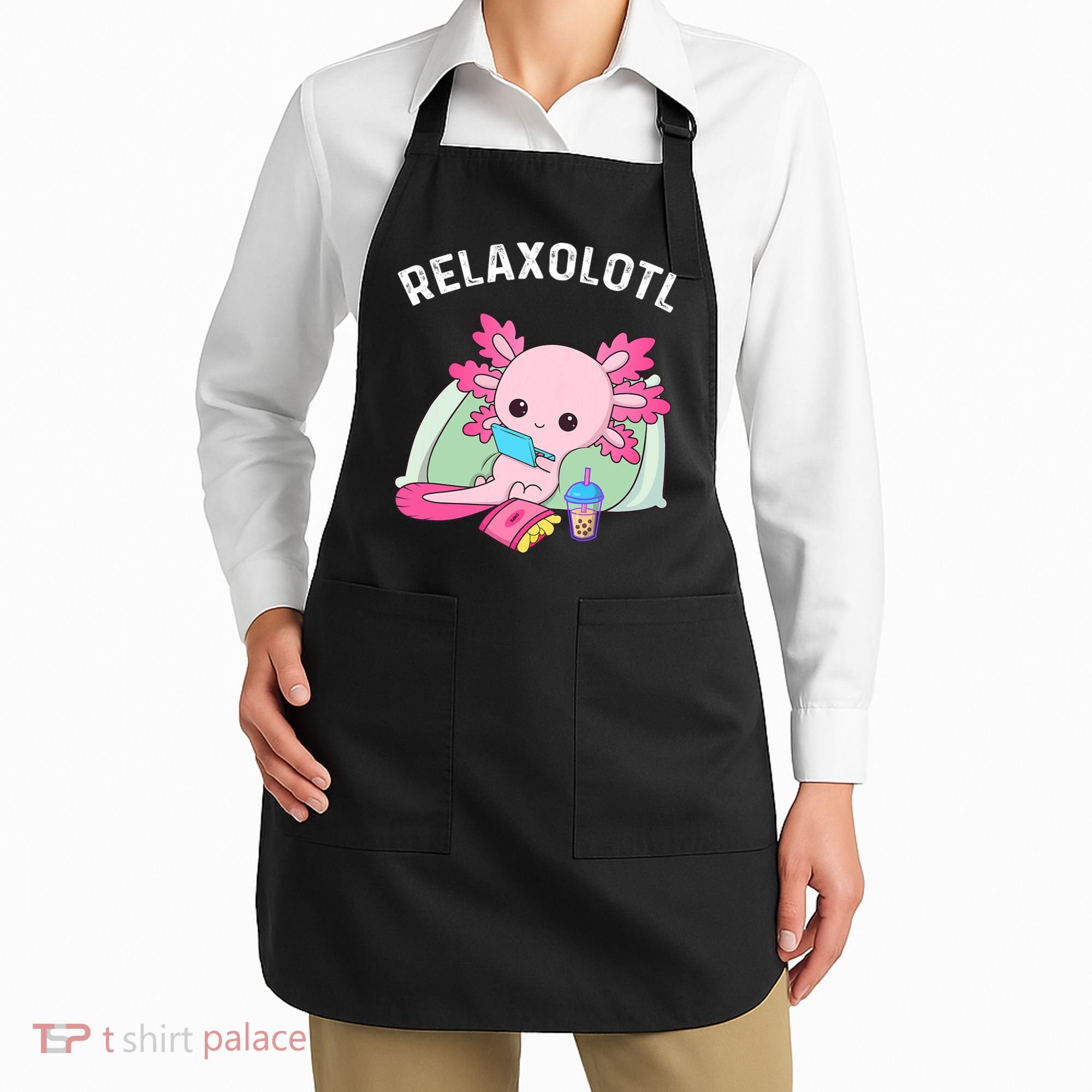 Cute Axolotl Lover Mexican Salamander Relaxolotl Apron