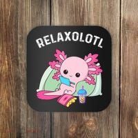 Cute Axolotl Lover Mexican Salamander Relaxolotl Coaster thumb 0