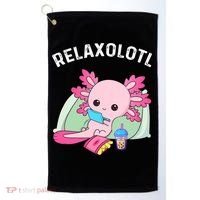 Cute Axolotl Lover Mexican Salamander Relaxolotl Golf Towel thumb 0