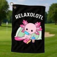 Cute Axolotl Lover Mexican Salamander Relaxolotl Golf Towel thumb 1