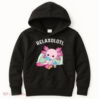 Cute Axolotl Lover Mexican Salamander Relaxolotl Kids Hoodie thumb 0