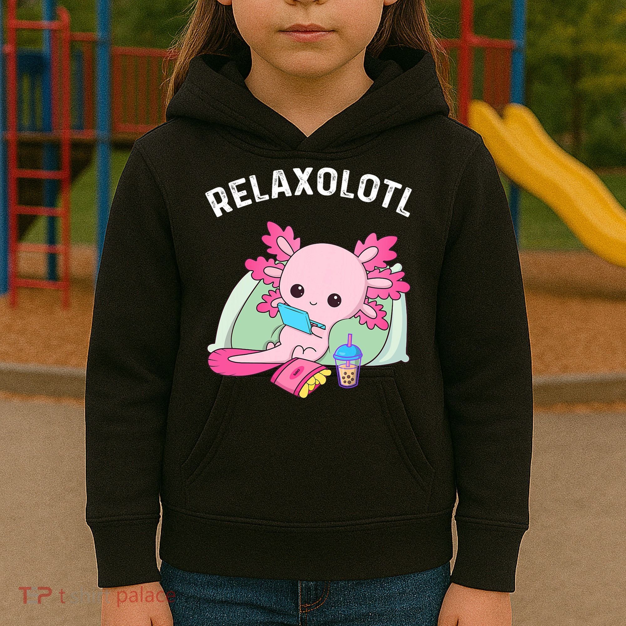 Cute Axolotl Lover Mexican Salamander Relaxolotl Kids Hoodie