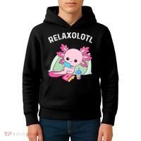 Cute Axolotl Lover Mexican Salamander Relaxolotl Kids Hoodie thumb 4