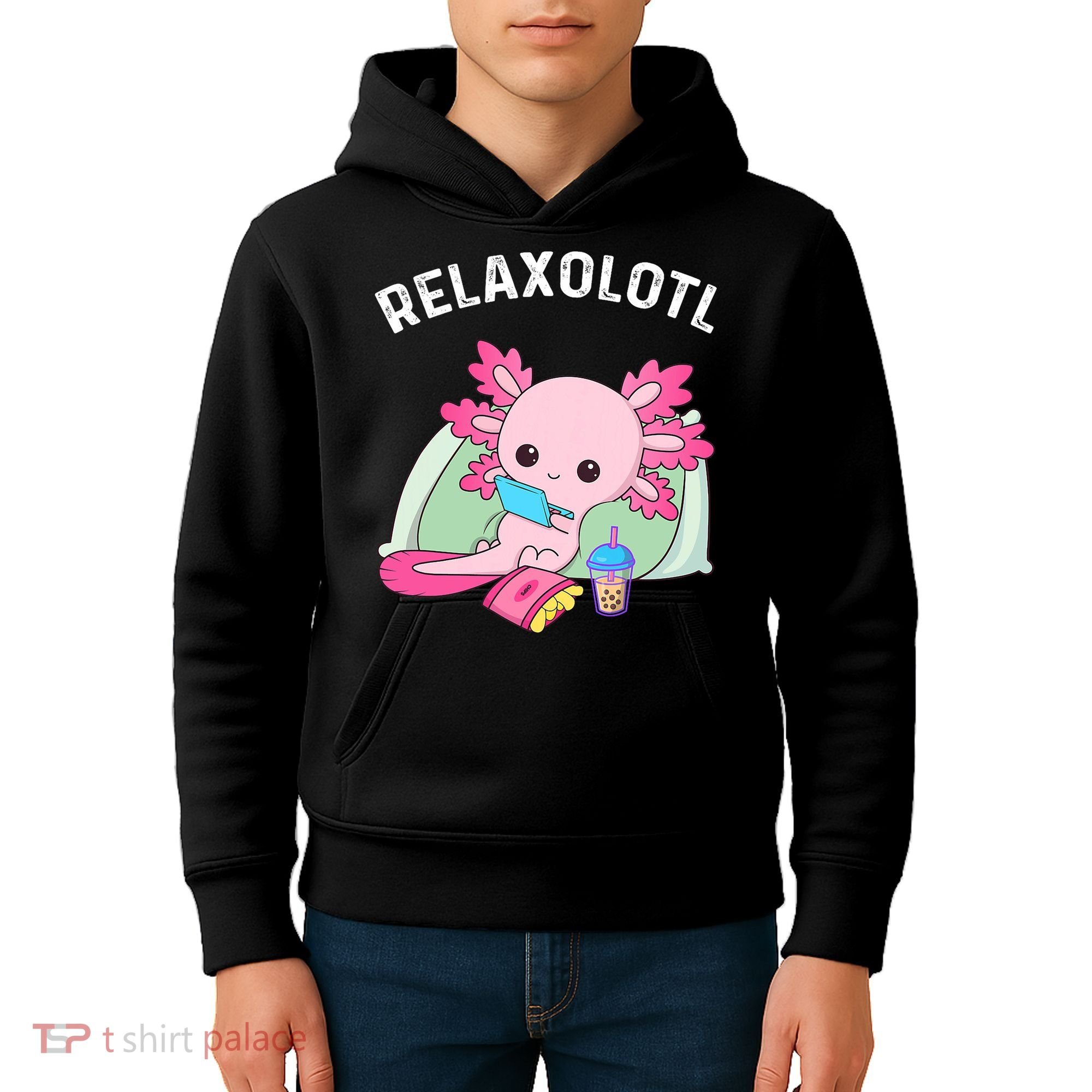 Cute Axolotl Lover Mexican Salamander Relaxolotl Kids Hoodie