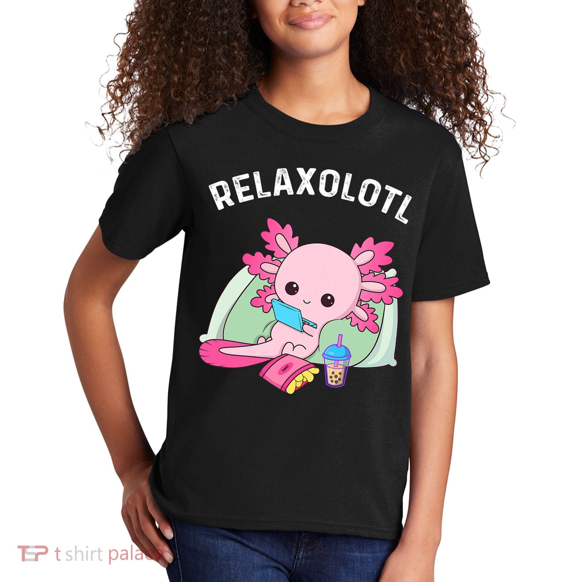 Cute Axolotl Lover Mexican Salamander Relaxolotl Kids T-Shirt