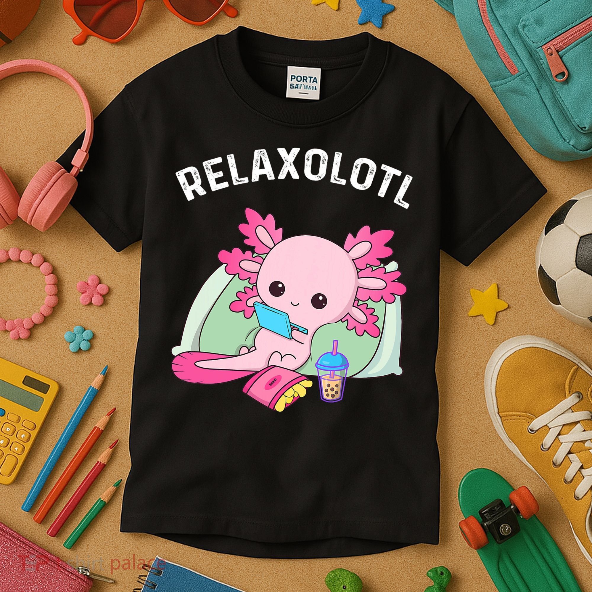 Cute Axolotl Lover Mexican Salamander Relaxolotl Kids T-Shirt