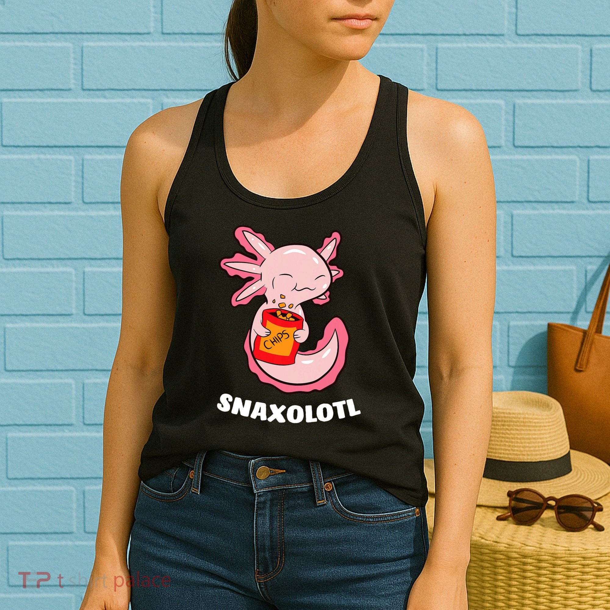 Cute Axolotl Lover Snaxolotl Kawaii Axolotl Food Sweets  Women's Tank Top